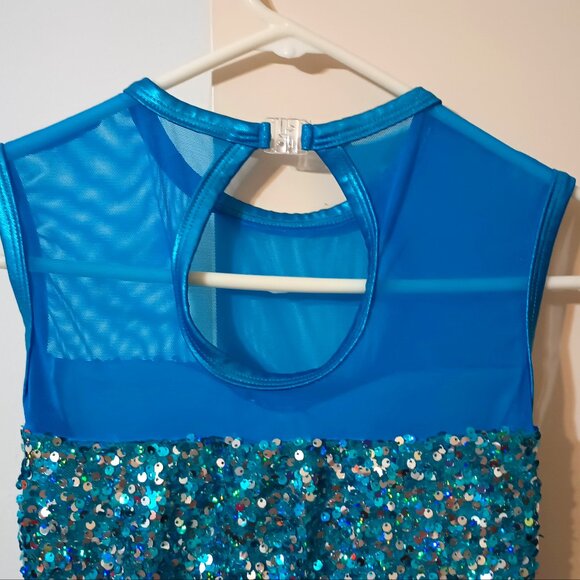 EUC ~A Wish Come True ~ Turquoise Colored Leotard with Sequins (Adult Medium) - Picture 3 of 10